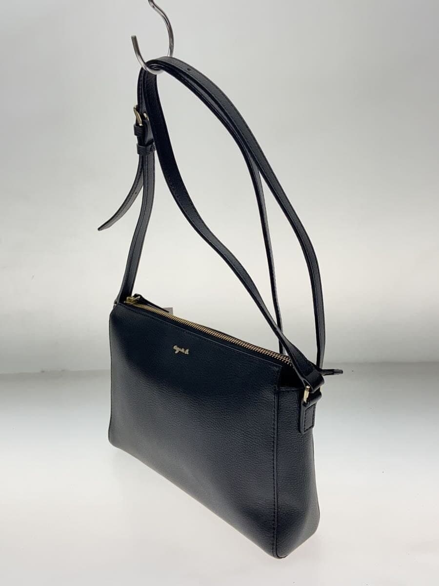 agnes b VOYAGE Sophie Shoulder Bag Leather Black Solid Color IS11-04 2