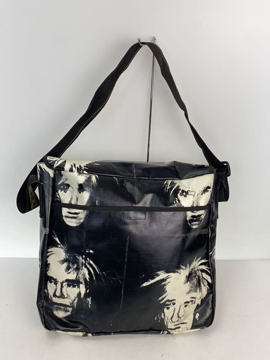 Andy Warhol Shoulder Bag PVC Black All-over Print Messenger Bag Shows signs of 3
