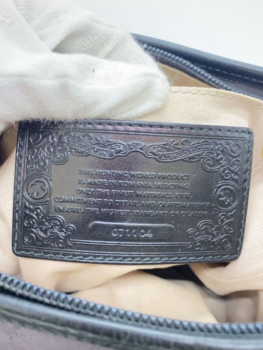 HUNTING WORLD Shoulder Bag Canvas Black All-over Print 5