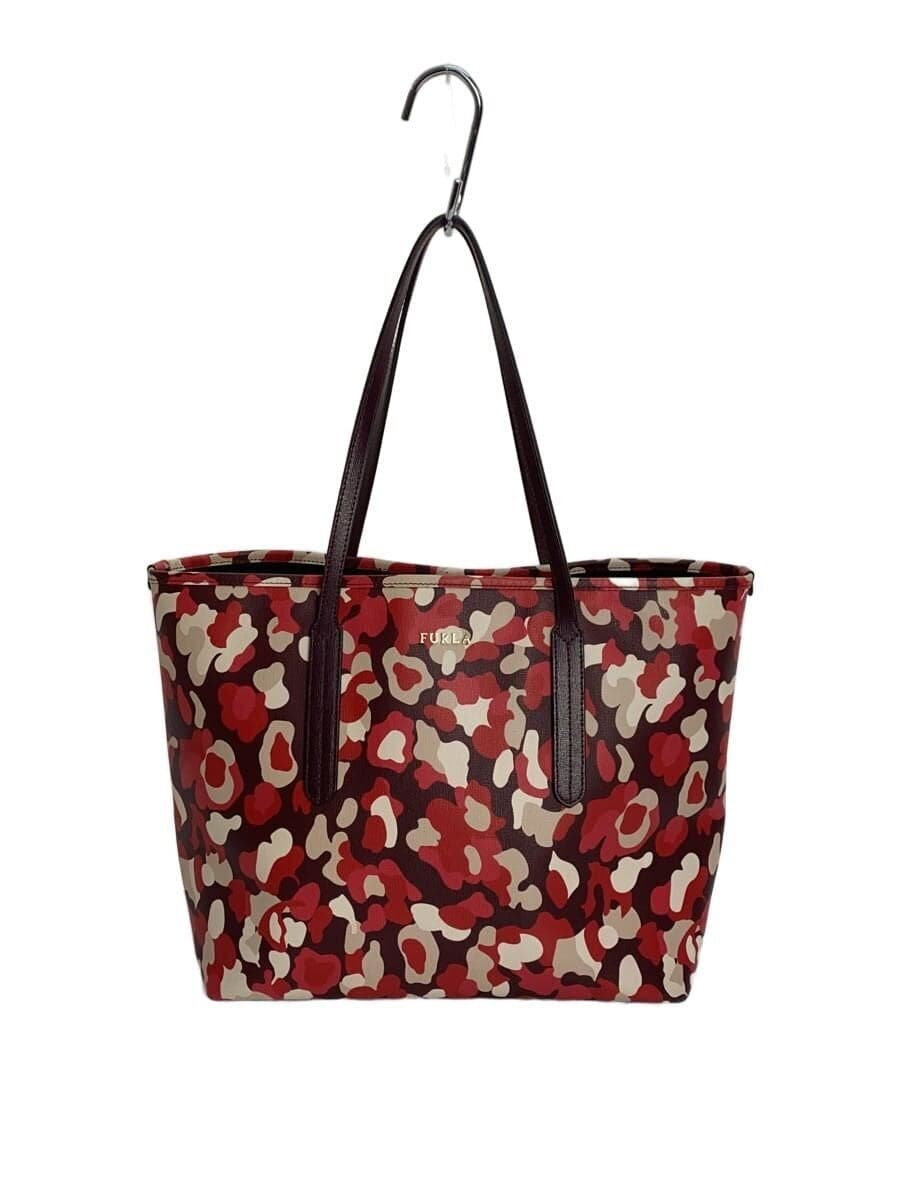 FURLA Tote Bag RED Camouflage
