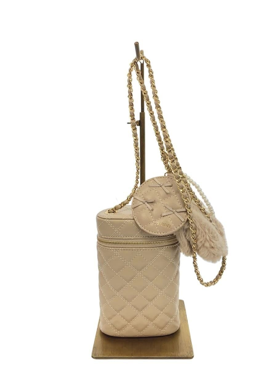 SNIDEL3 Set Vanity Shoulder Shoulder Bag Faux Leather BEG Solid