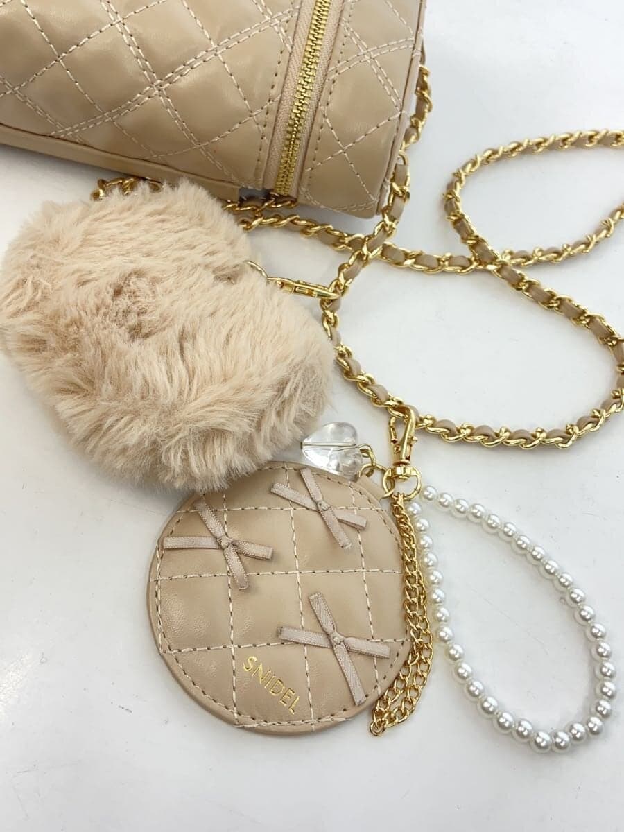 SNIDEL3 Set Vanity Shoulder Shoulder Bag Faux Leather BEG Solid 7