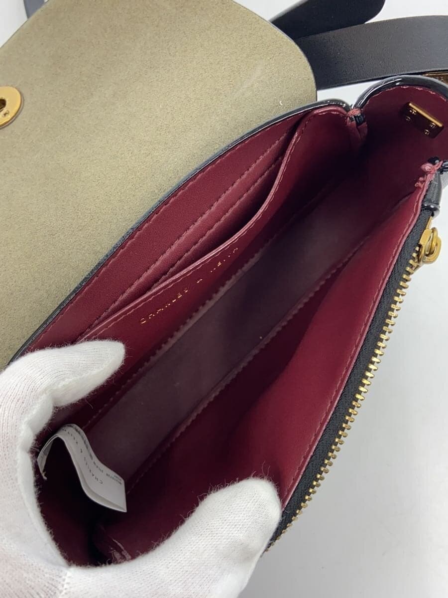 CHARLES&KEITH Chunky Chain Link Saddle Bag Shoulder Bag BLK Solid 7