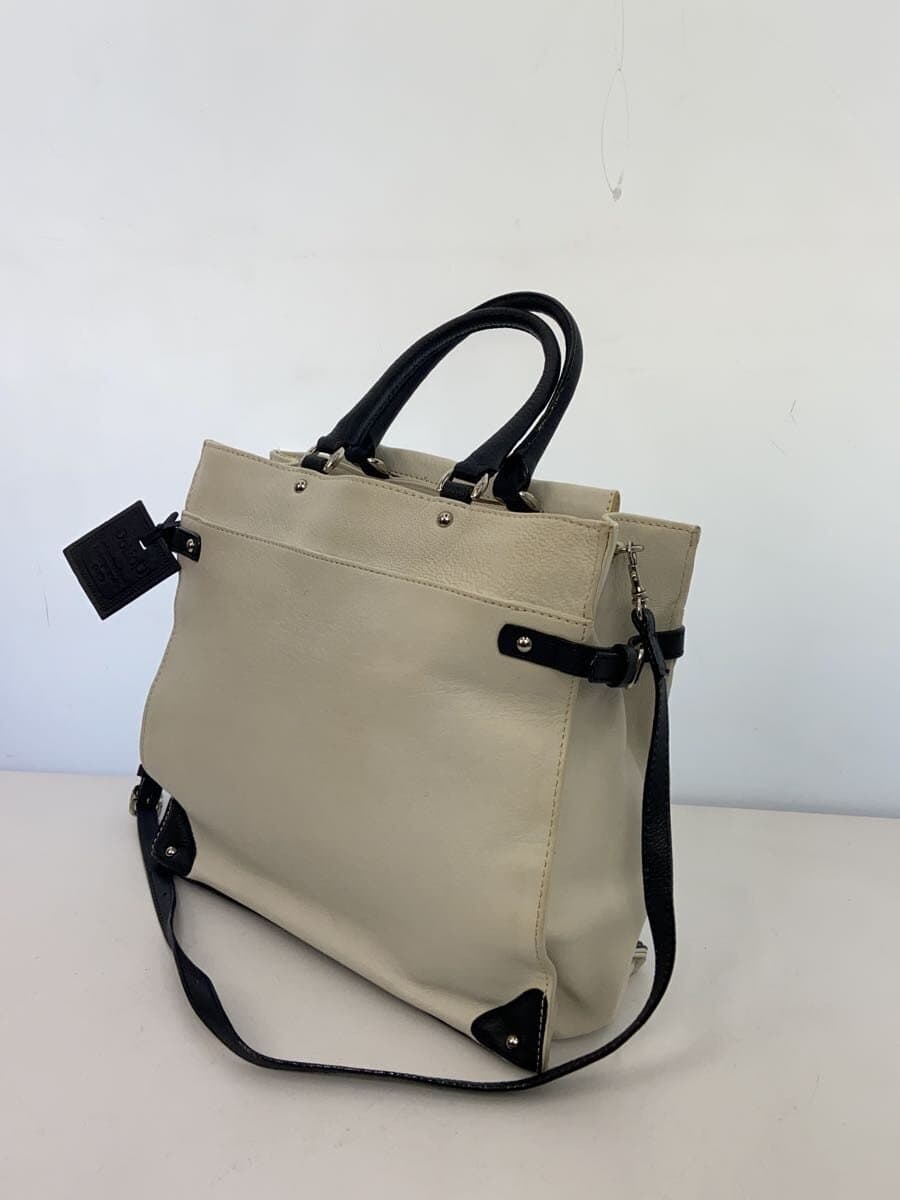 Potio R2-Way Handbag Tote Bag Leather WHT 2