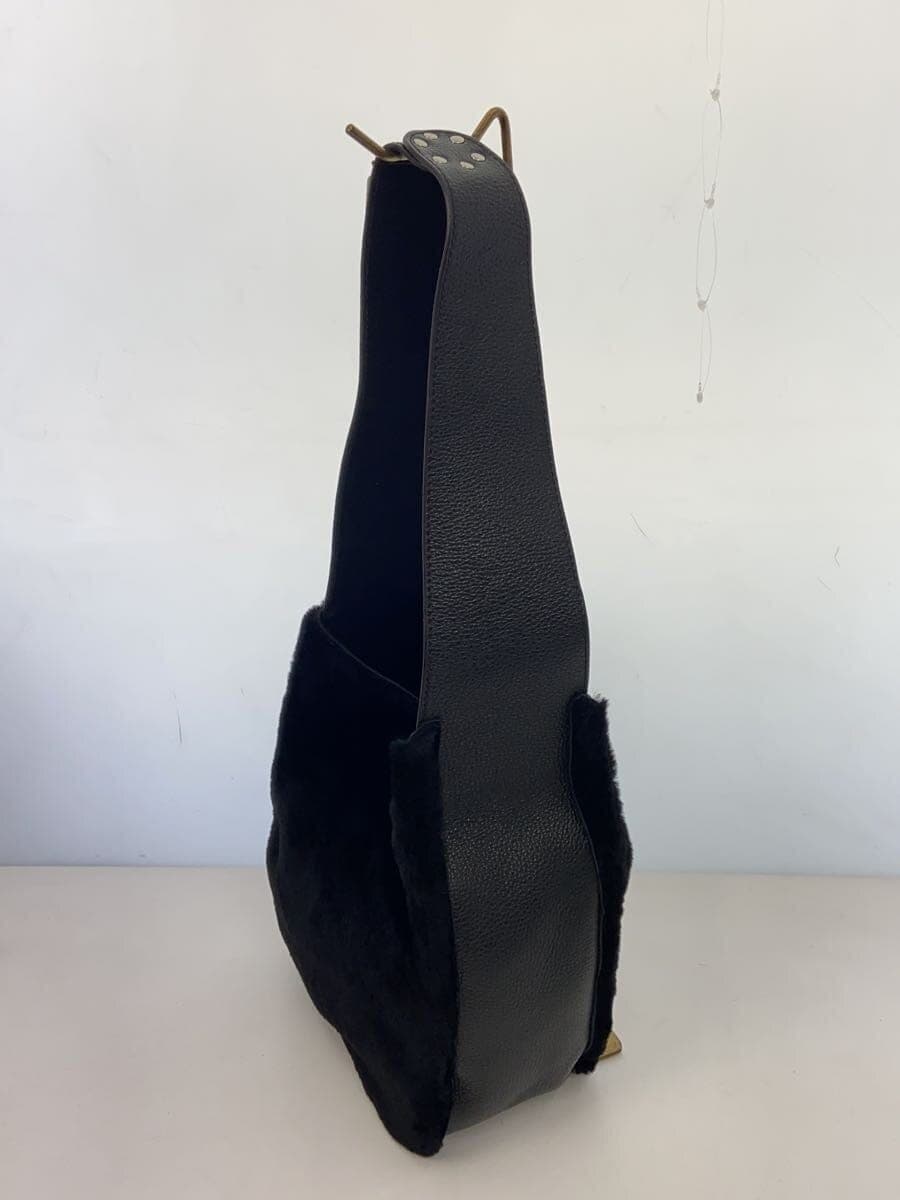 nouer Fur Bag Shoulder Bag Leather Lamb Fur BLK Solid VA04 2