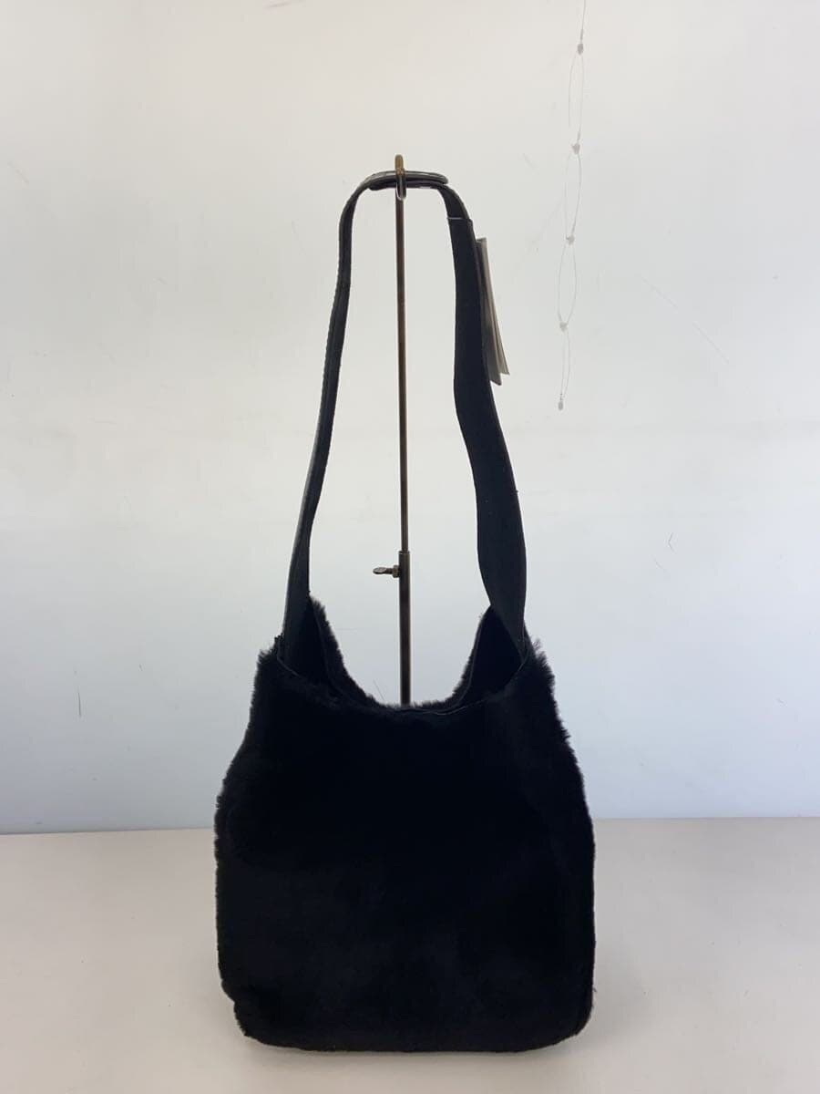nouer Fur Bag Shoulder Bag Leather Lamb Fur BLK Solid VA04 3