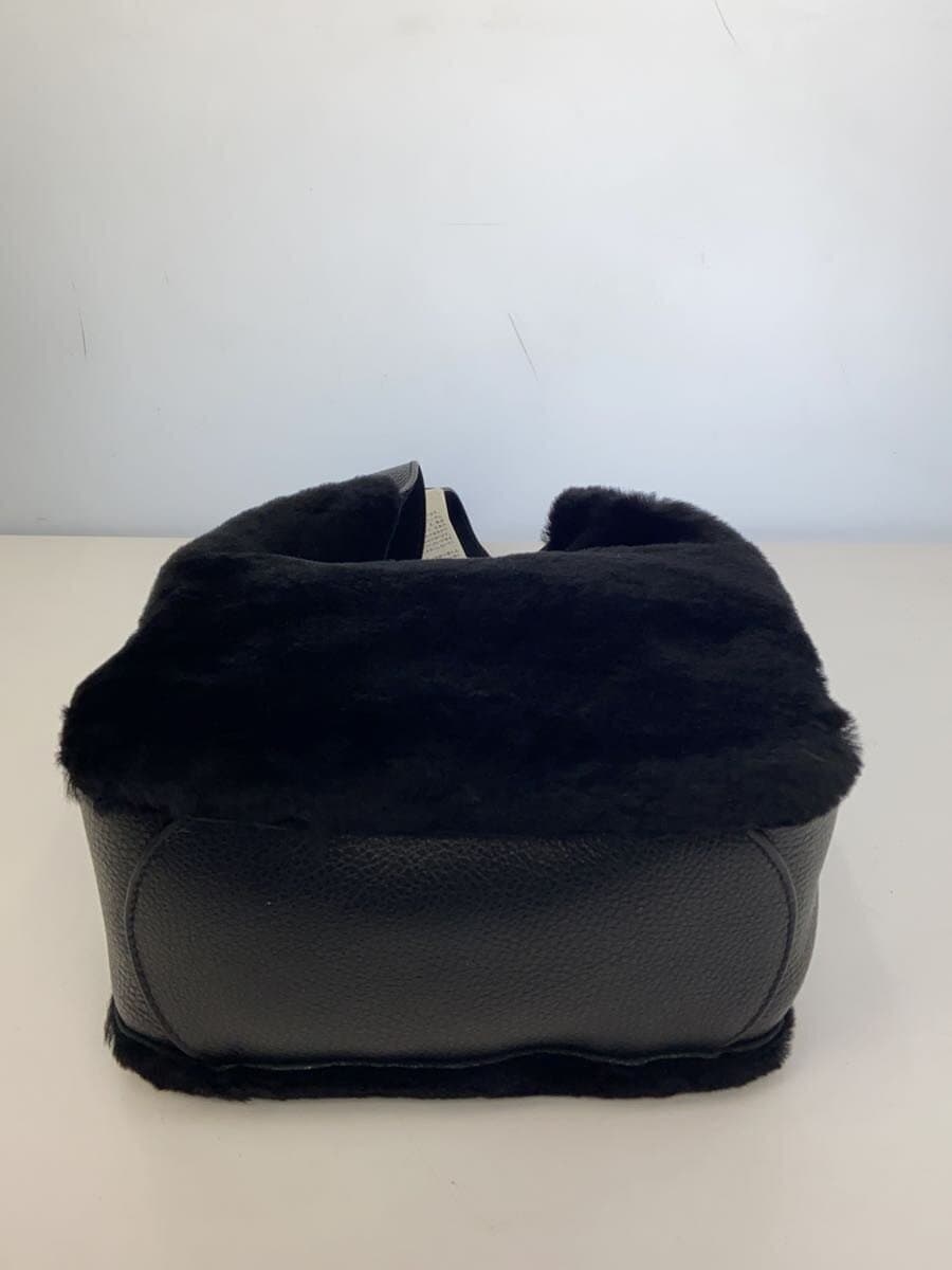 nouer Fur Bag Shoulder Bag Leather Lamb Fur BLK Solid VA04 4
