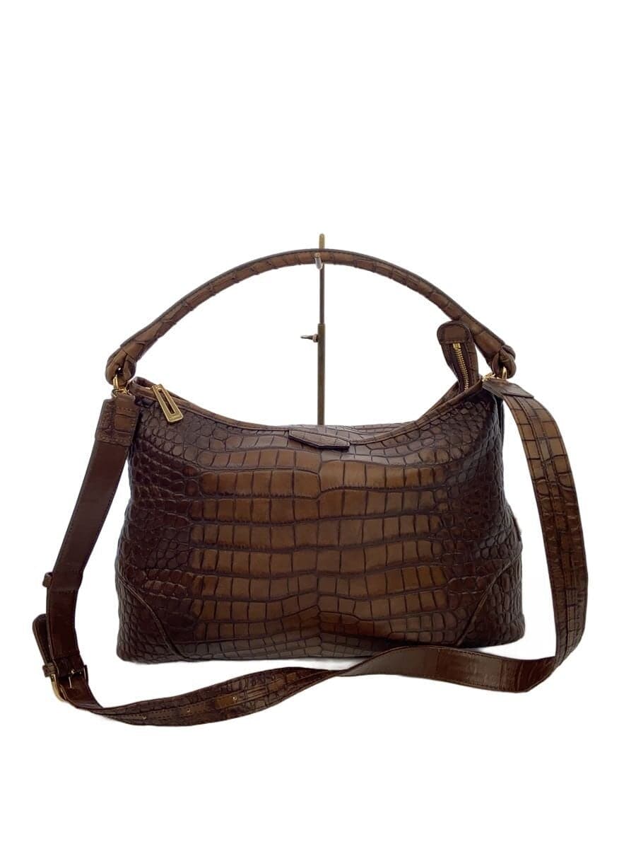 CROCOLUX Embossed 2-Way Shoulder Bag BRW Solid