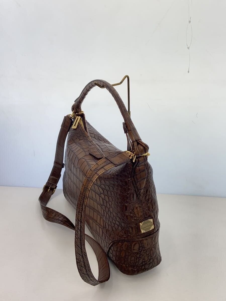 CROCOLUX Embossed 2-Way Shoulder Bag BRW Solid 2