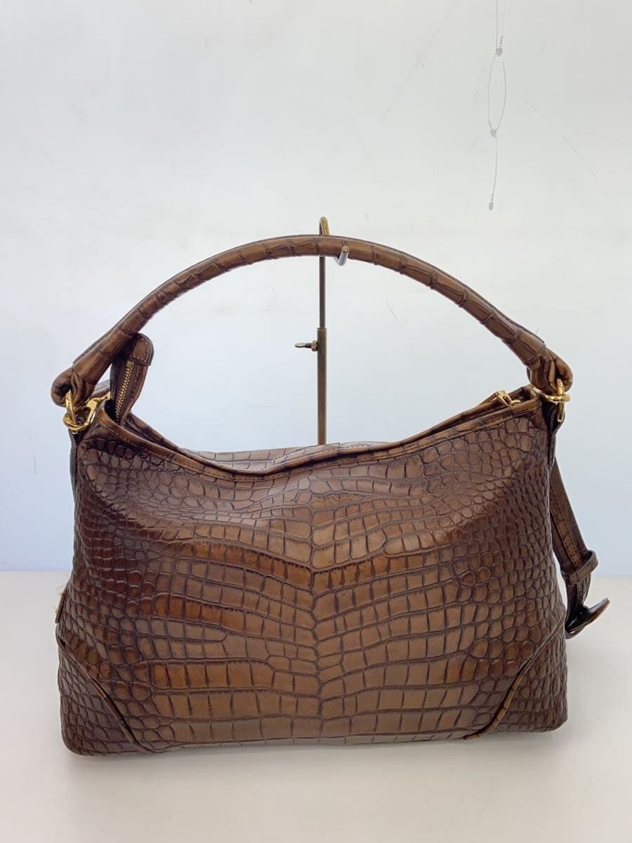 CROCOLUX Embossed 2-Way Shoulder Bag BRW Solid 3