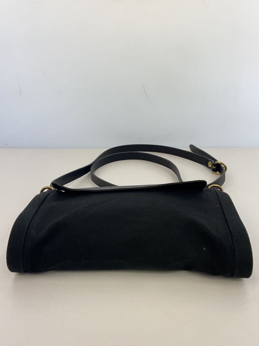 IL BISONTE Shoulder Bag Canvas Leather BLK Solid Color 4