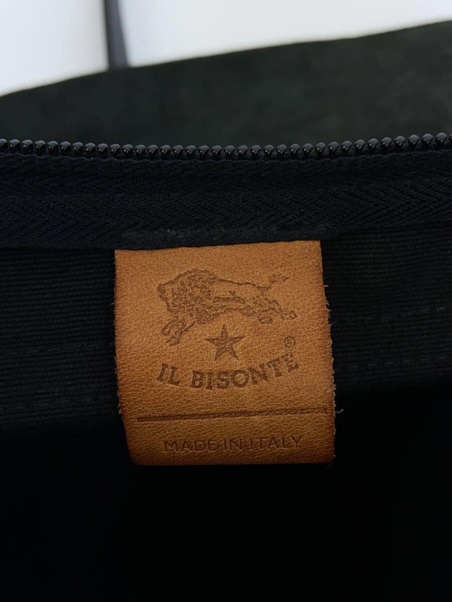 IL BISONTE Shoulder Bag Canvas Leather BLK Solid Color 5
