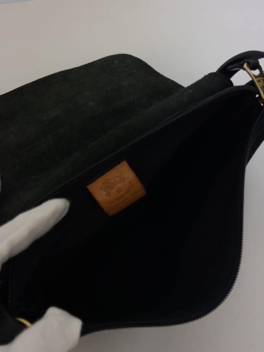 IL BISONTE Shoulder Bag Canvas Leather BLK Solid Color 6