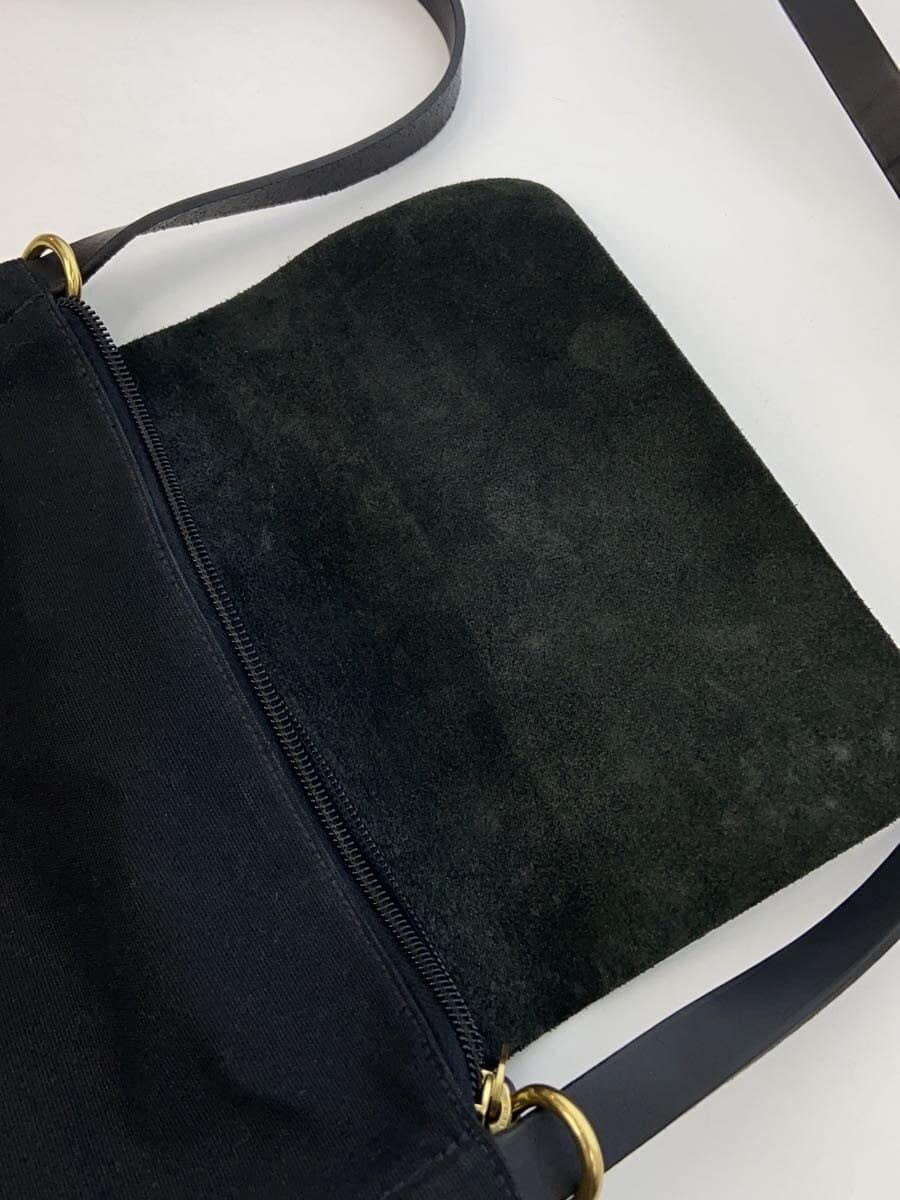 IL BISONTE Shoulder Bag Canvas Leather BLK Solid Color 7