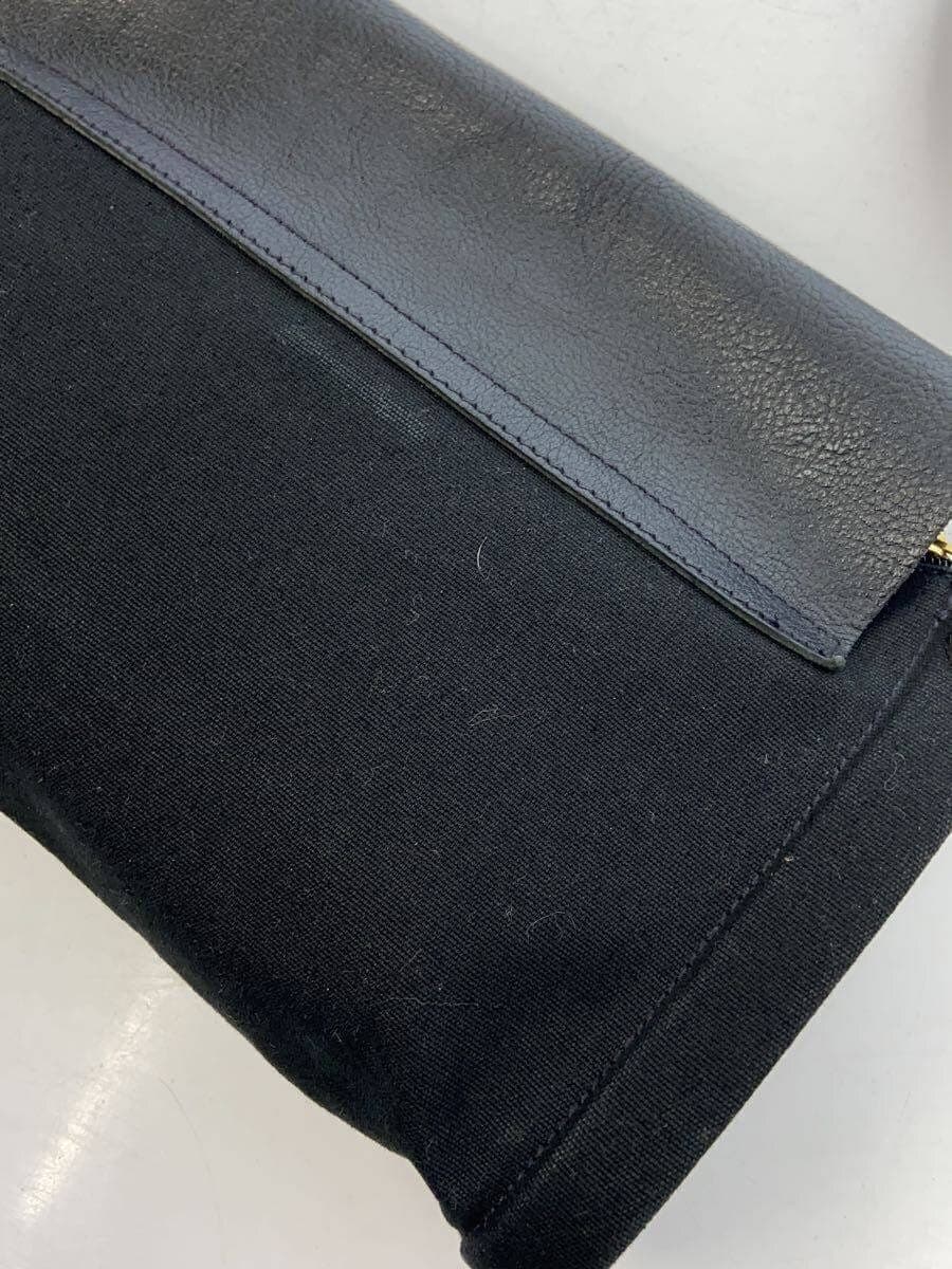 IL BISONTE Shoulder Bag Canvas Leather BLK Solid Color 9