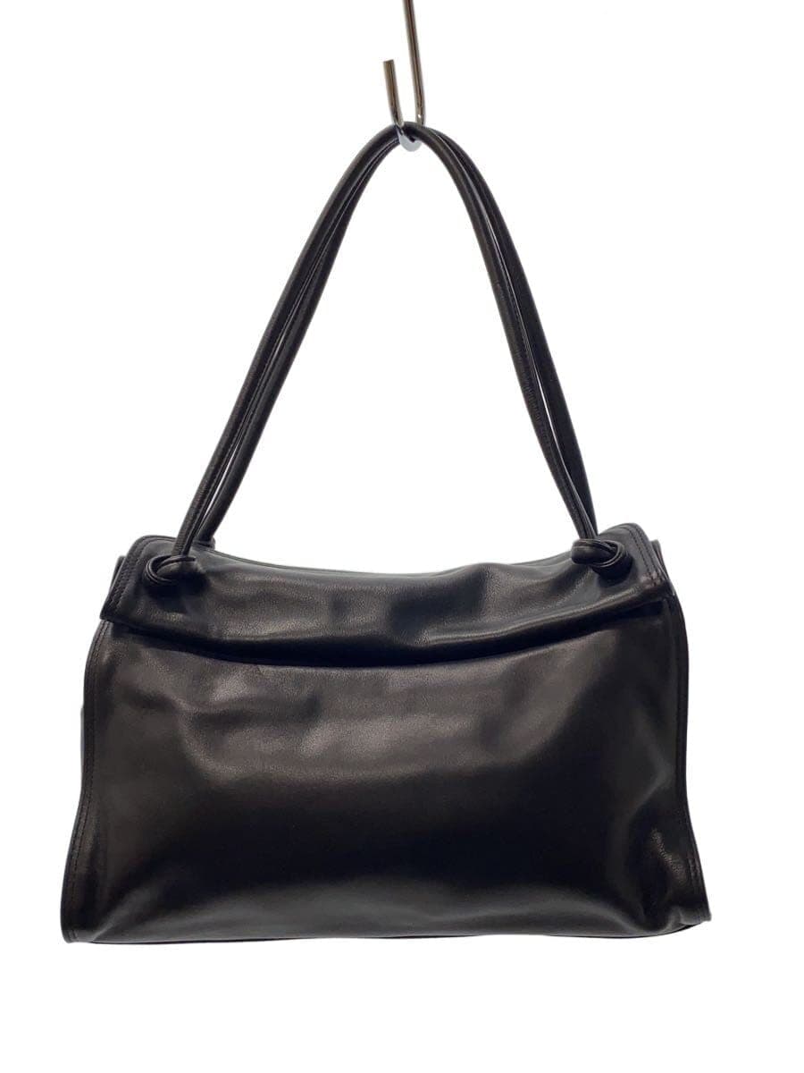 Kitamura Handbag Leather BLK Solid Misshapen