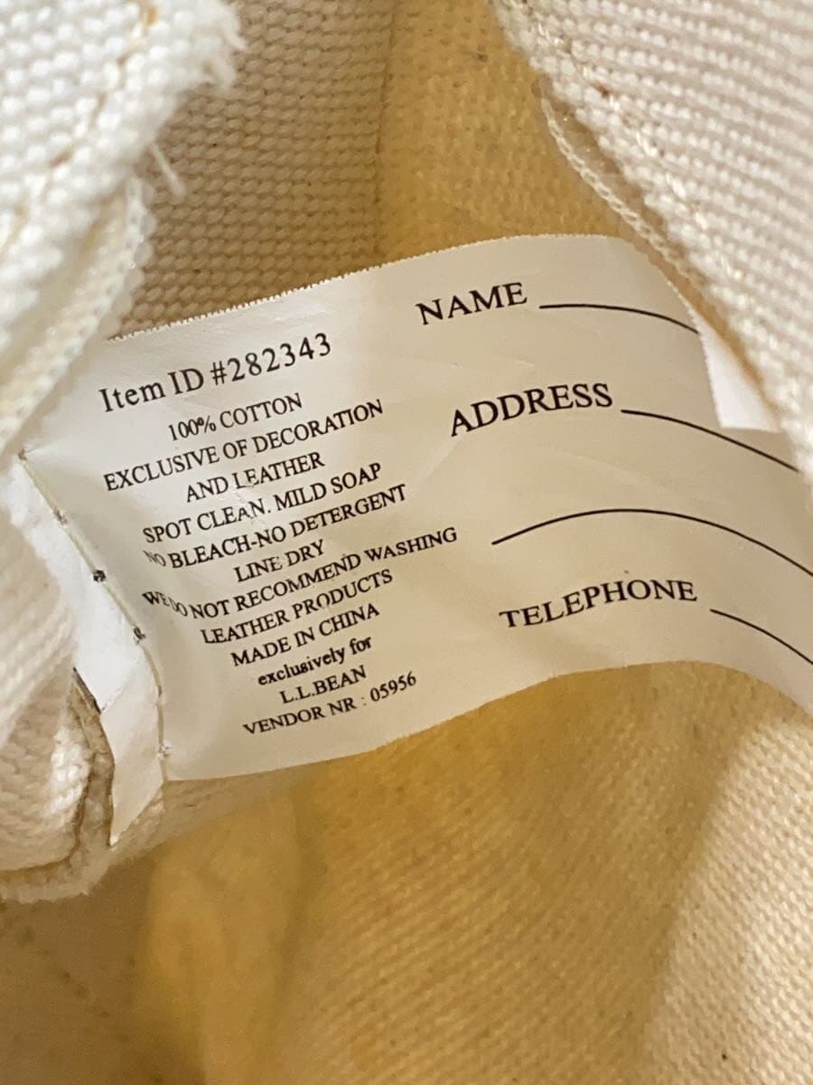L.L.Bean Tote Bag Canvas WHT 7