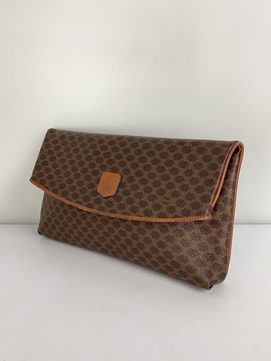 CELINE Clutch Bag Leather Brown All-over Print M08 Macadam Print 2