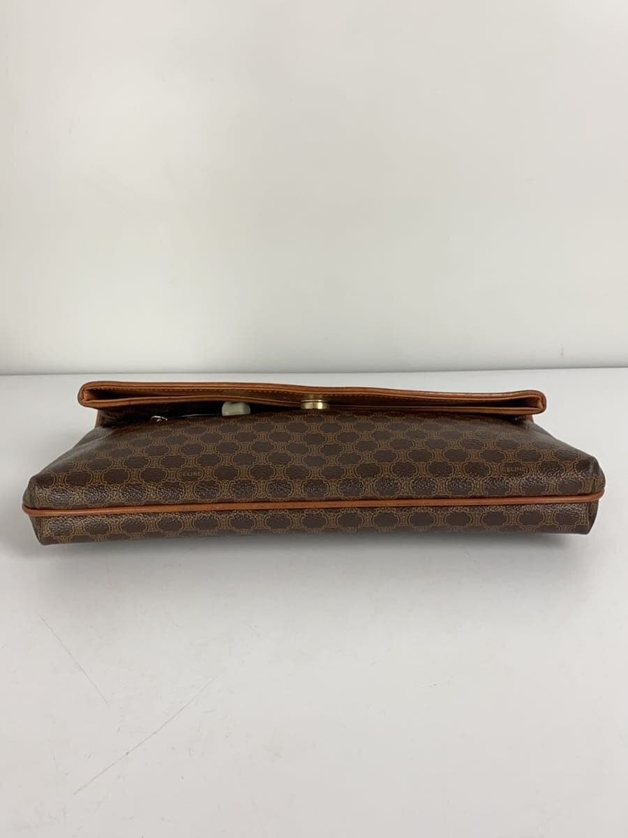 CELINE Clutch Bag Leather Brown All-over Print M08 Macadam Print 4