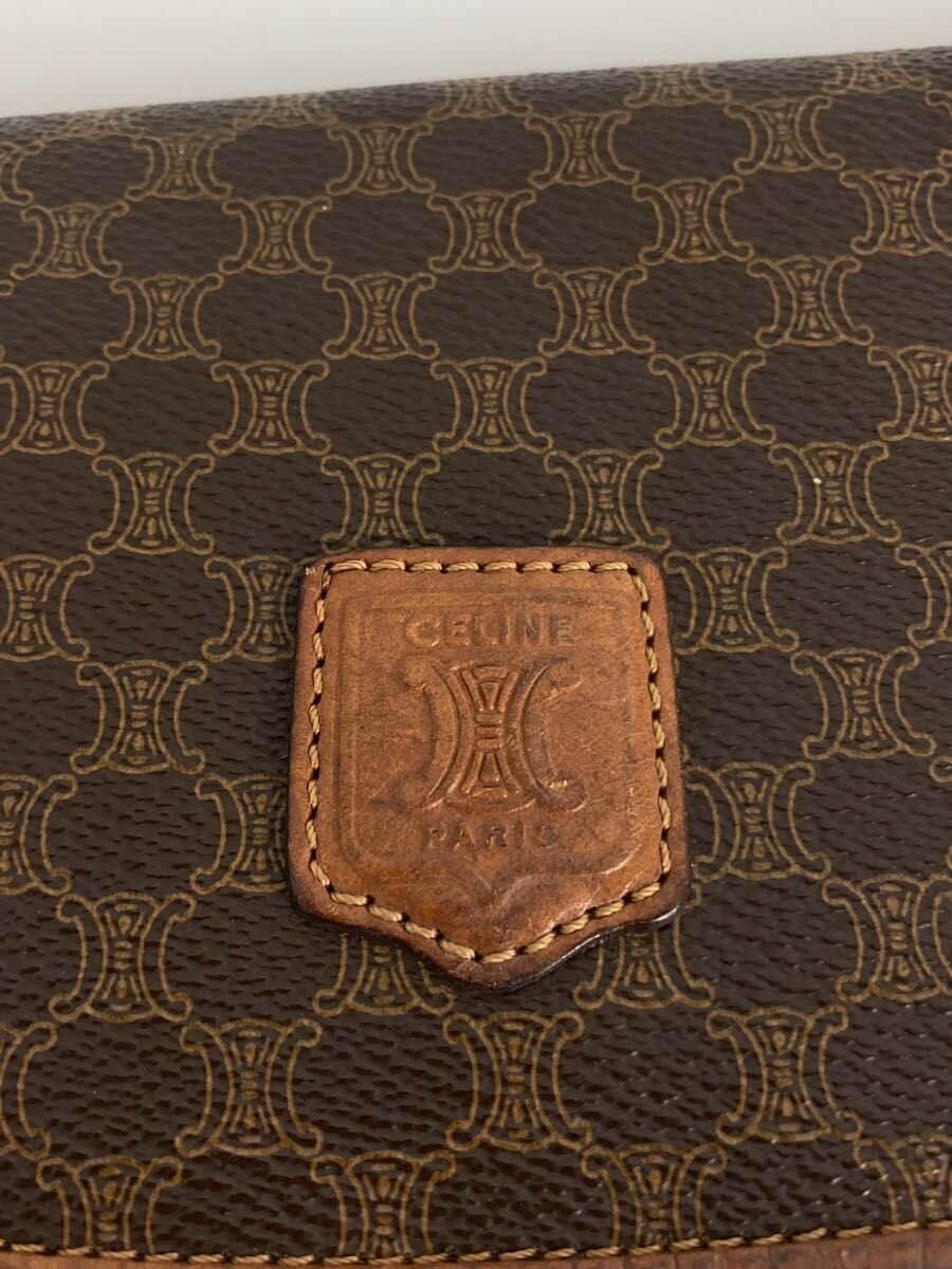 CELINE Clutch Bag Leather Brown All-over Print M08 Macadam Print 5