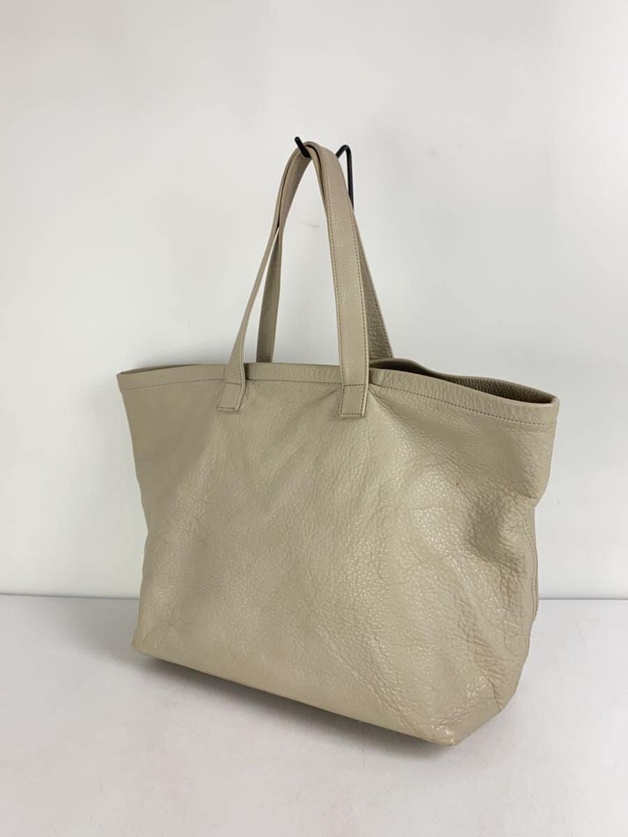 MARGARET HOWELL Tote Bag Leather Gray Solid 2