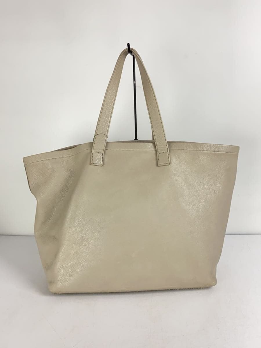 MARGARET HOWELL Tote Bag Leather Gray Solid 3