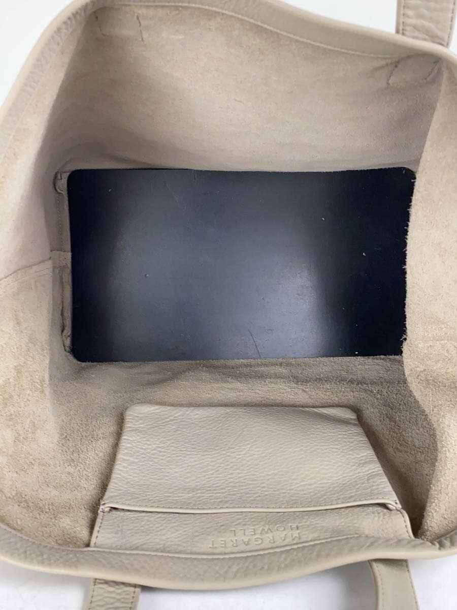 MARGARET HOWELL Tote Bag Leather Gray Solid 6
