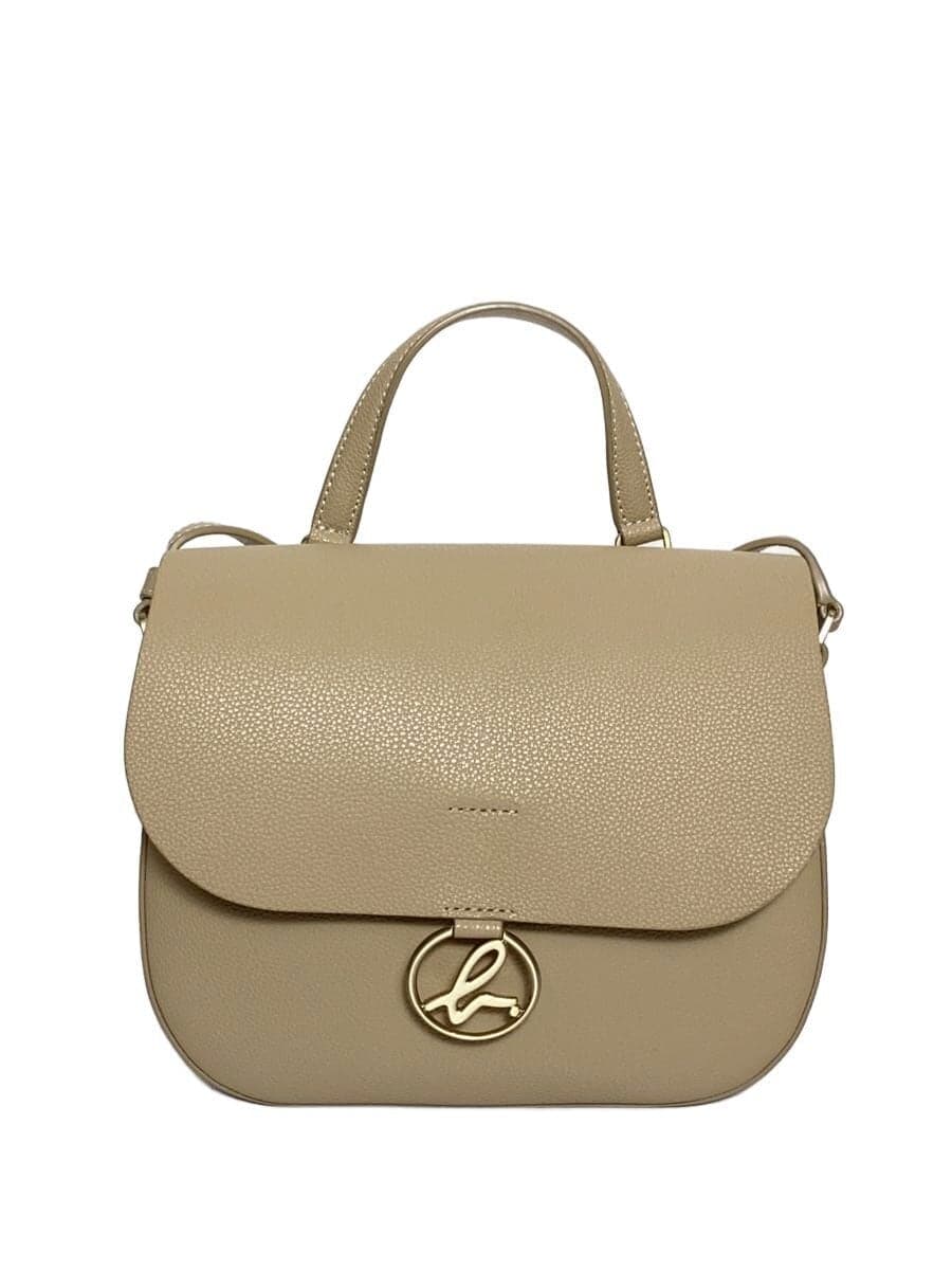agnes b. Shoulder Bag Leather BEG Plain PAS13-05