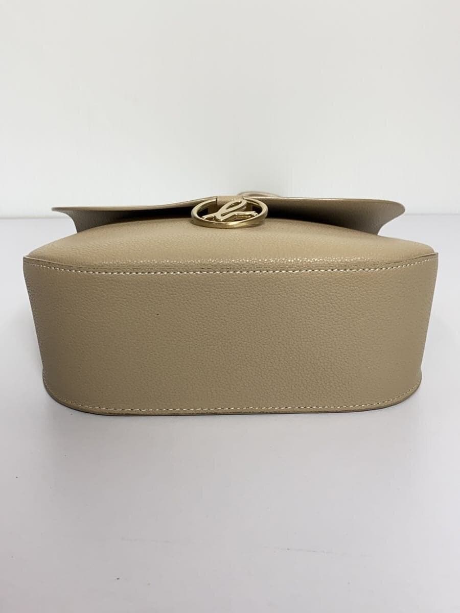 agnes b. Shoulder Bag Leather BEG Plain PAS13-05 4