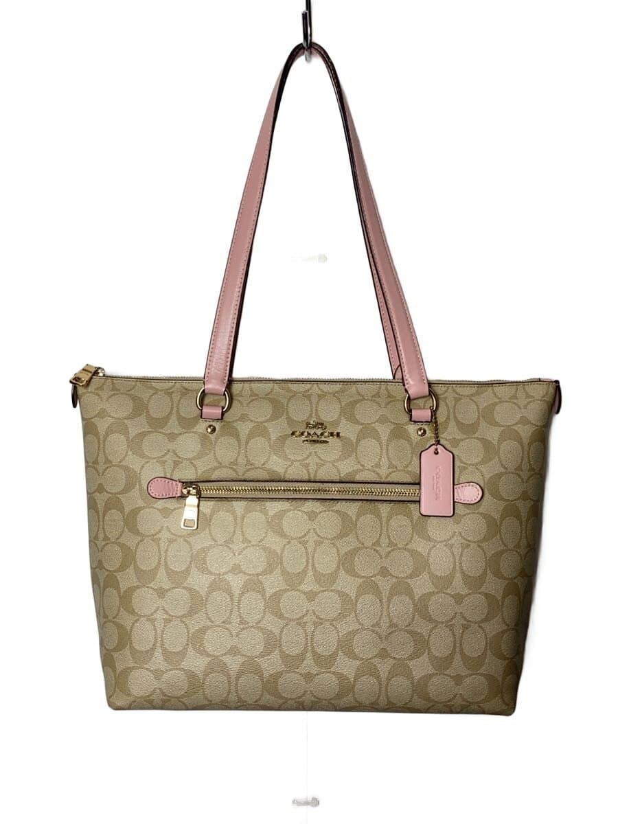 COACH Gallery Tote Signature Pink Leather PVC PNK Allover Pattern 79609