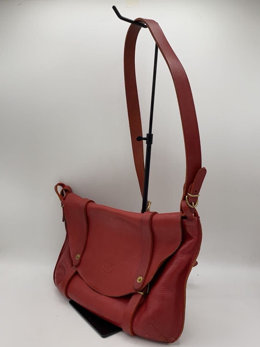IL BISONTE Shoulder Bag Cowhide RED Solid 2