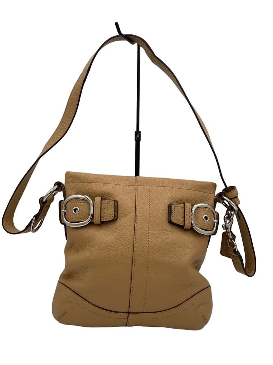 COACH Shoulder Bag Leather BEG Solid