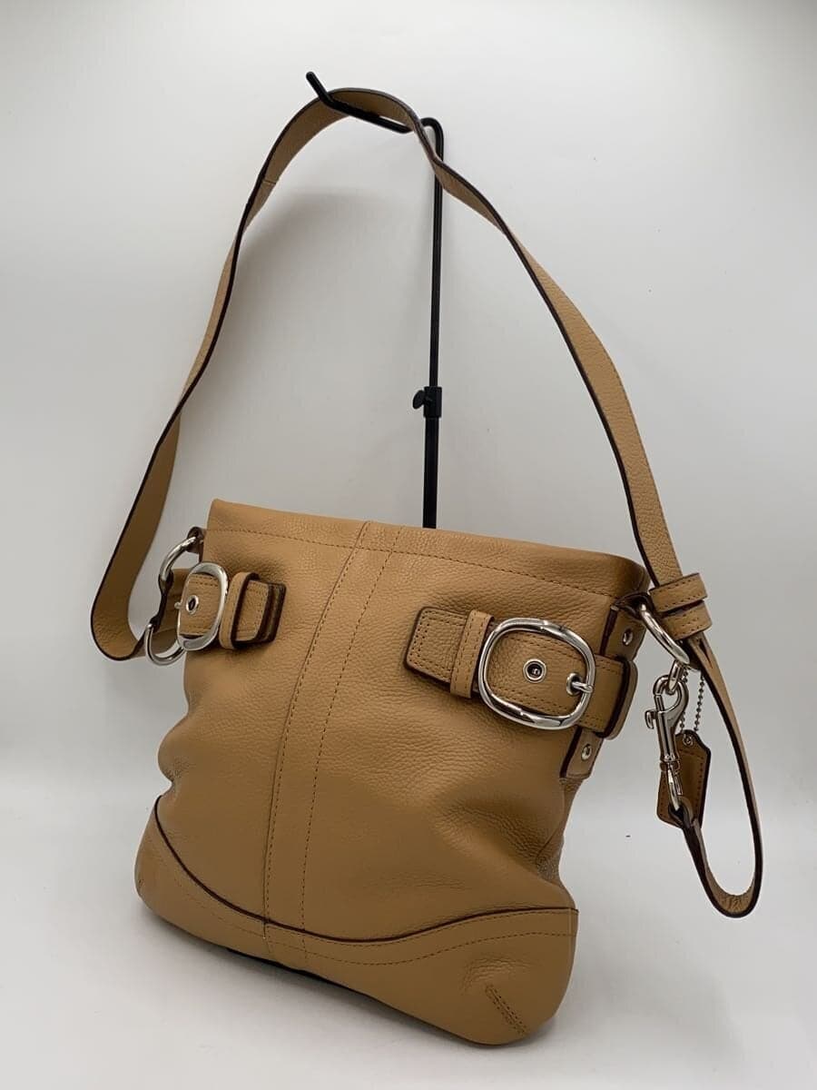COACH Shoulder Bag Leather BEG Solid 2