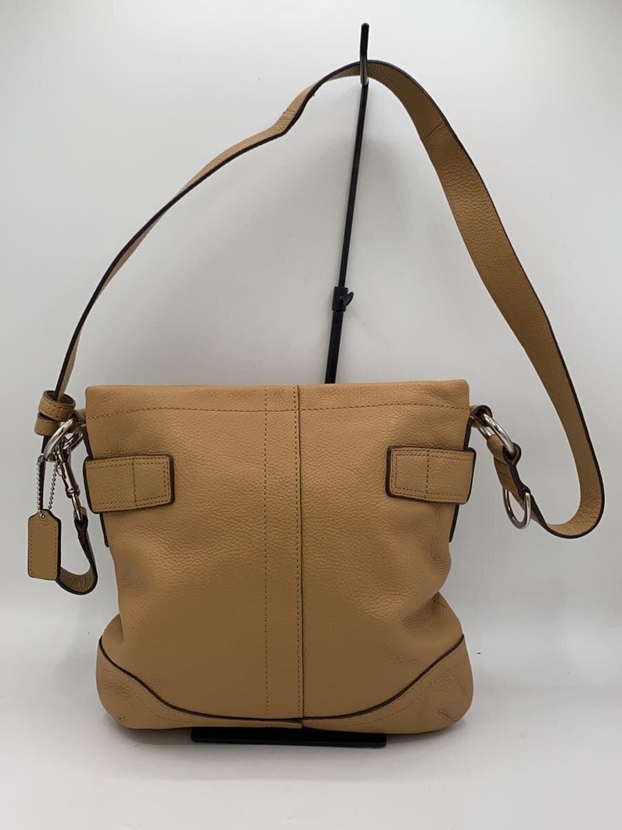 COACH Shoulder Bag Leather BEG Solid 3