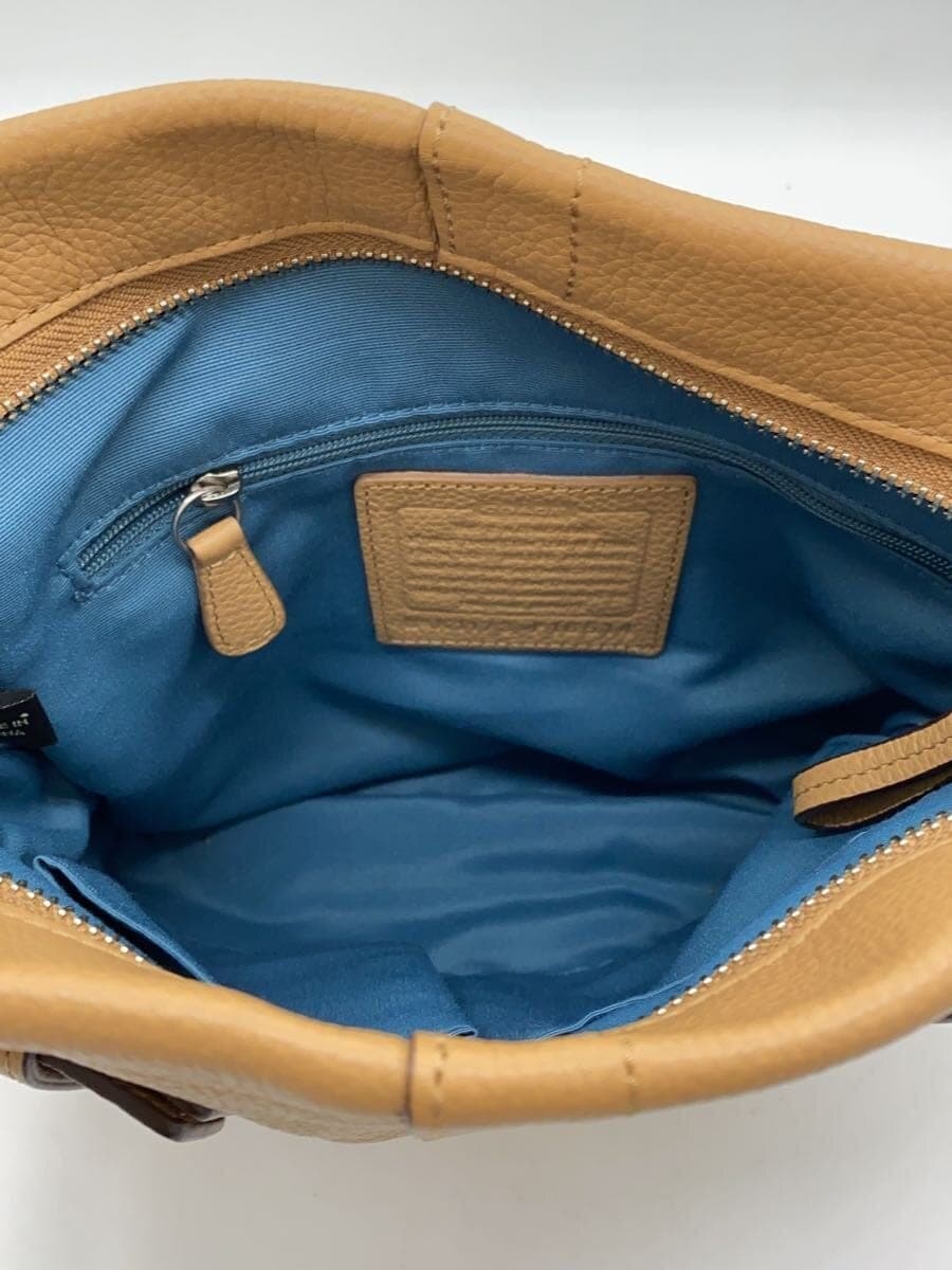 COACH Shoulder Bag Leather BEG Solid 6