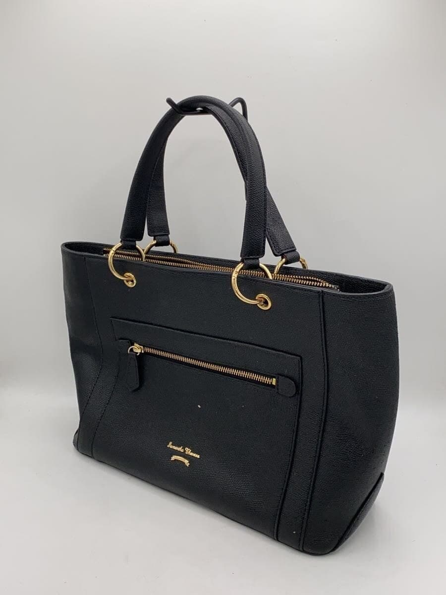 Samantha Thavasa tote bag leather black plain 2