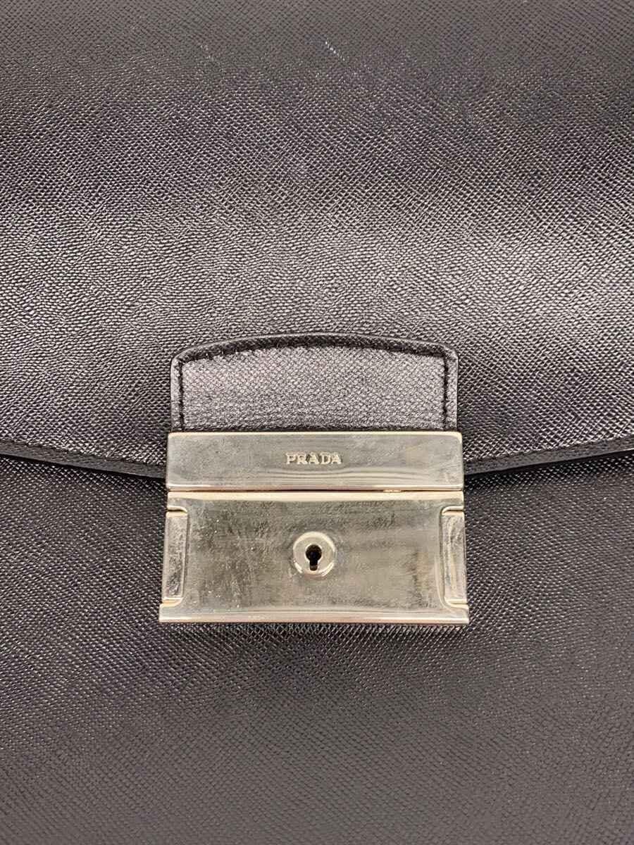 PRADA Briefcase Leather BLK Solid Rhino Fur 5