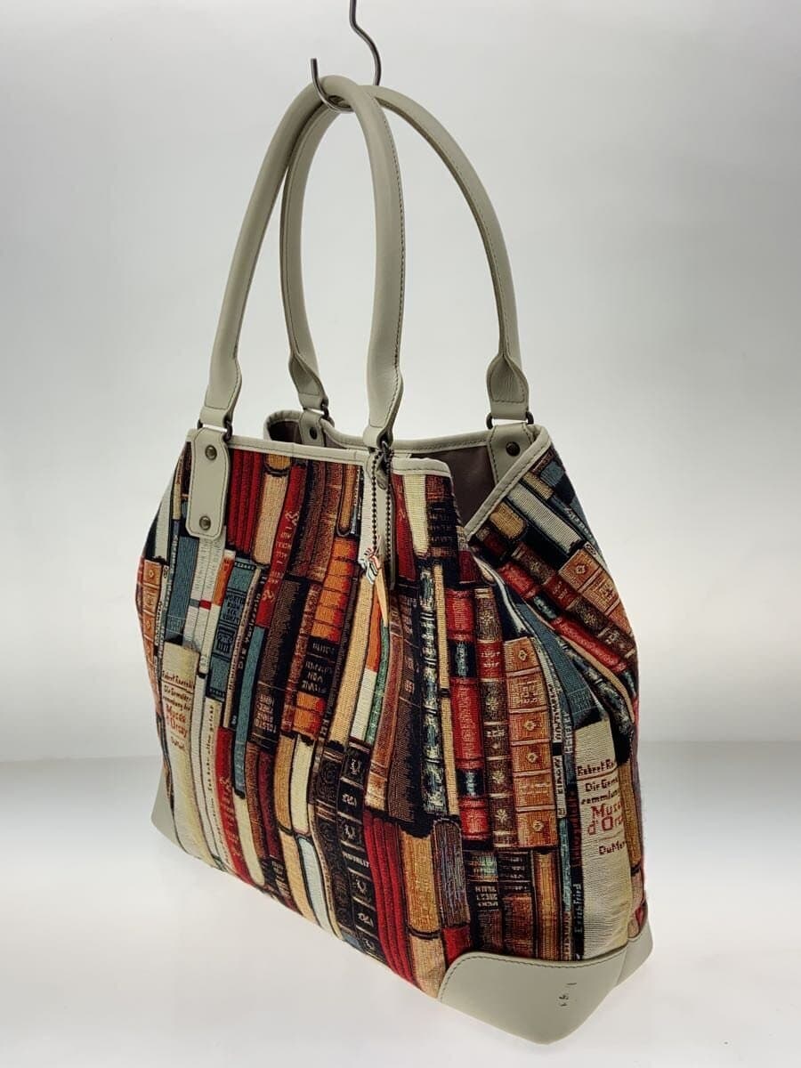 sapo-netta Tote Bag Multicolor Bookshelf Pattern Handbag 2