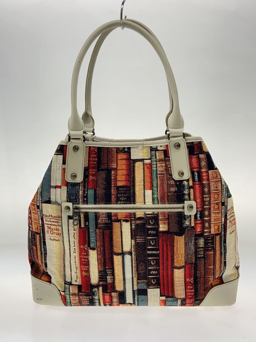 sapo-netta Tote Bag Multicolor Bookshelf Pattern Handbag 3