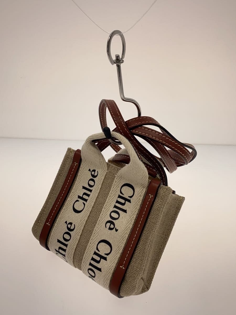 ChloeWOODY Nano Shoulder Bag Canvas Ivory 2