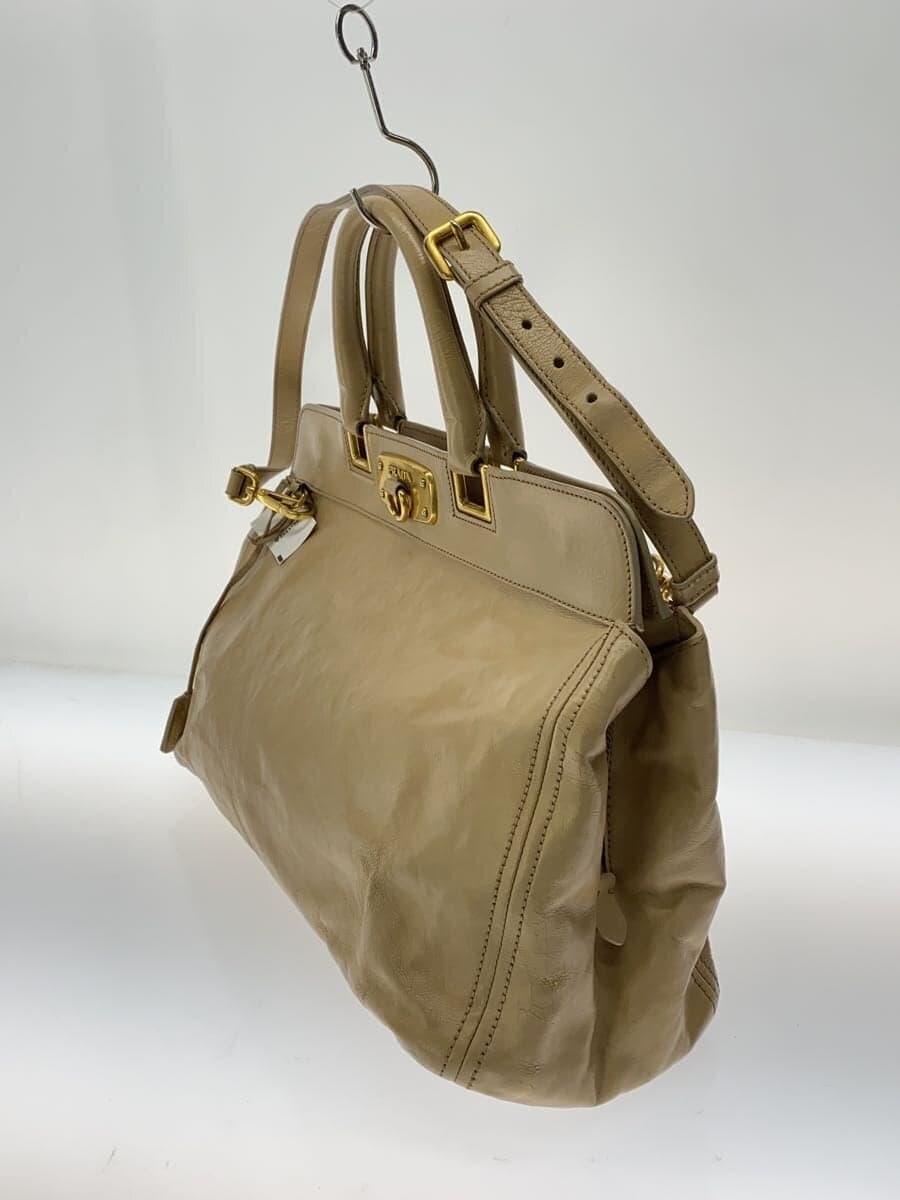 PRADA Shoulder Bag Leather CRM 2