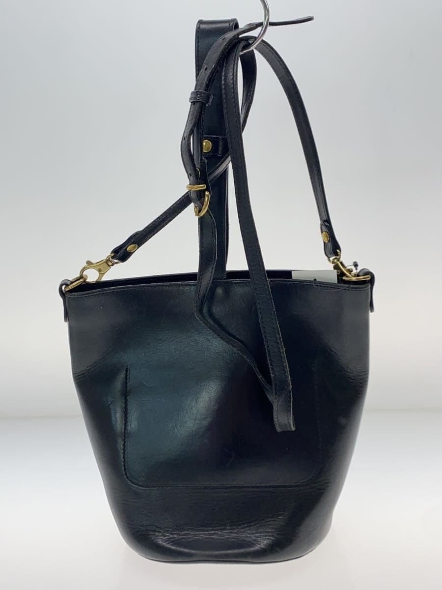 IL BISONTE Bucket Type 2WAY Shoulder Bag Leather BLK Plain 3