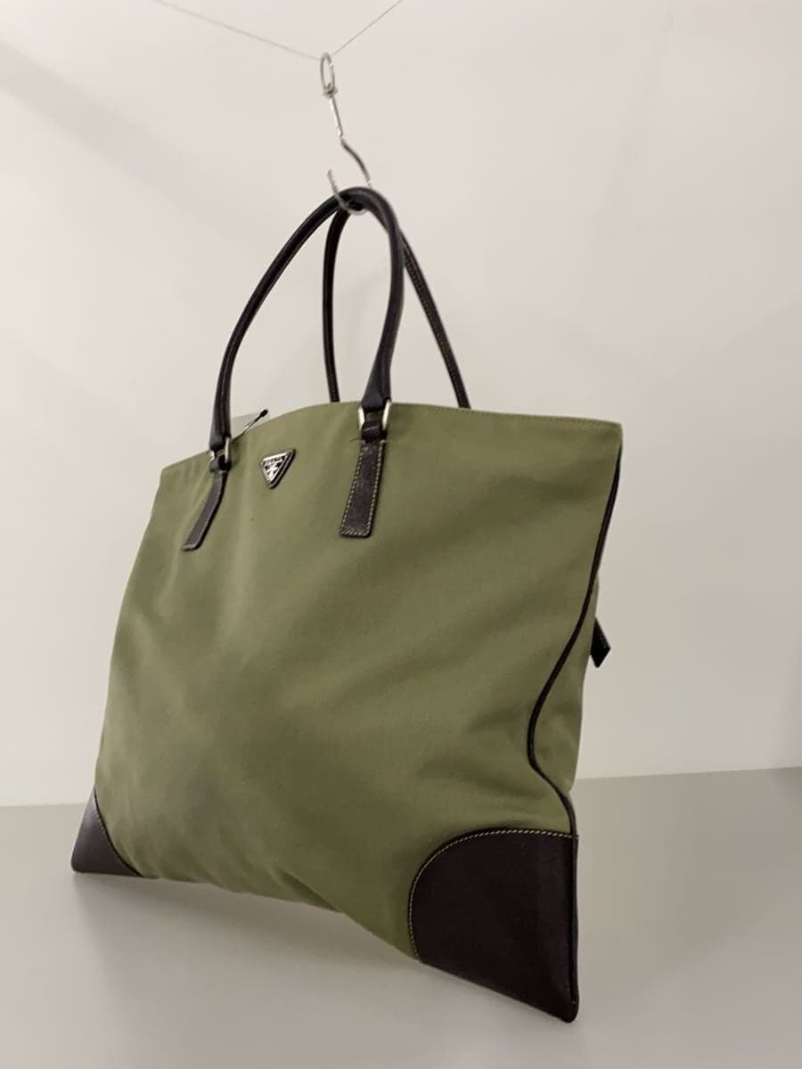 PRADA tote bag canvas KHK plain 2