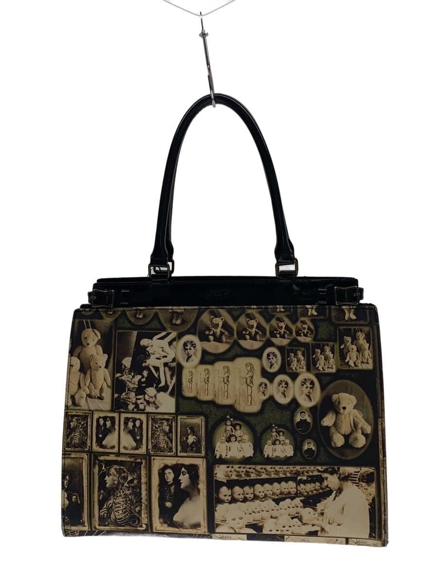 Jean Paul Gaultier tote bag canvas BLK all-over pattern antique doll & teddy