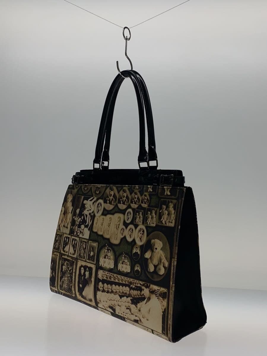Jean Paul Gaultier tote bag canvas BLK all-over pattern antique doll & teddy 2