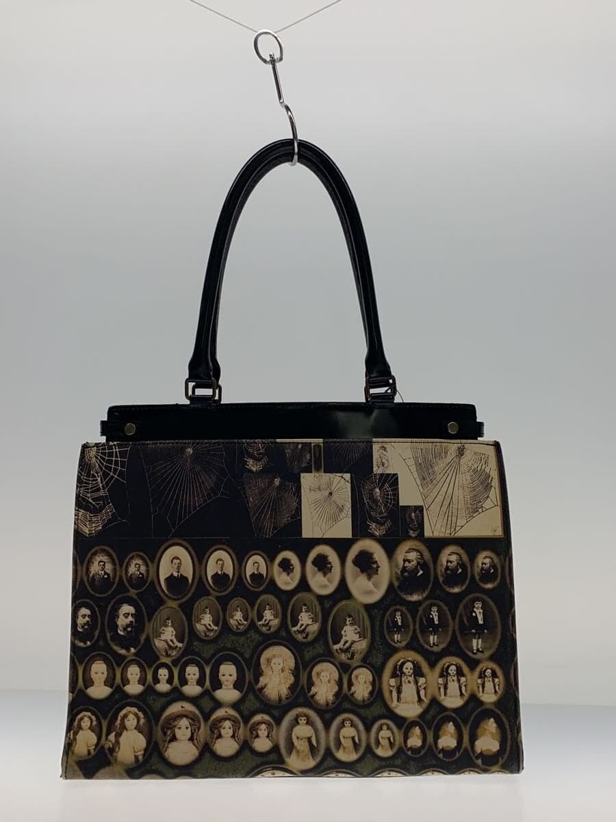Jean Paul Gaultier tote bag canvas BLK all-over pattern antique doll & teddy 3