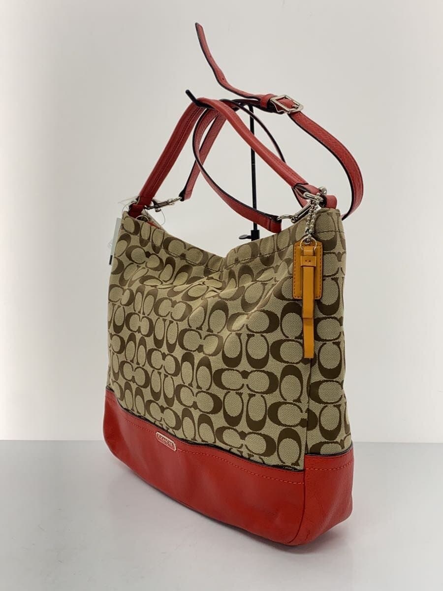 COACH Shoulder Bag Canvas Red Signature Pattern F23279 2
