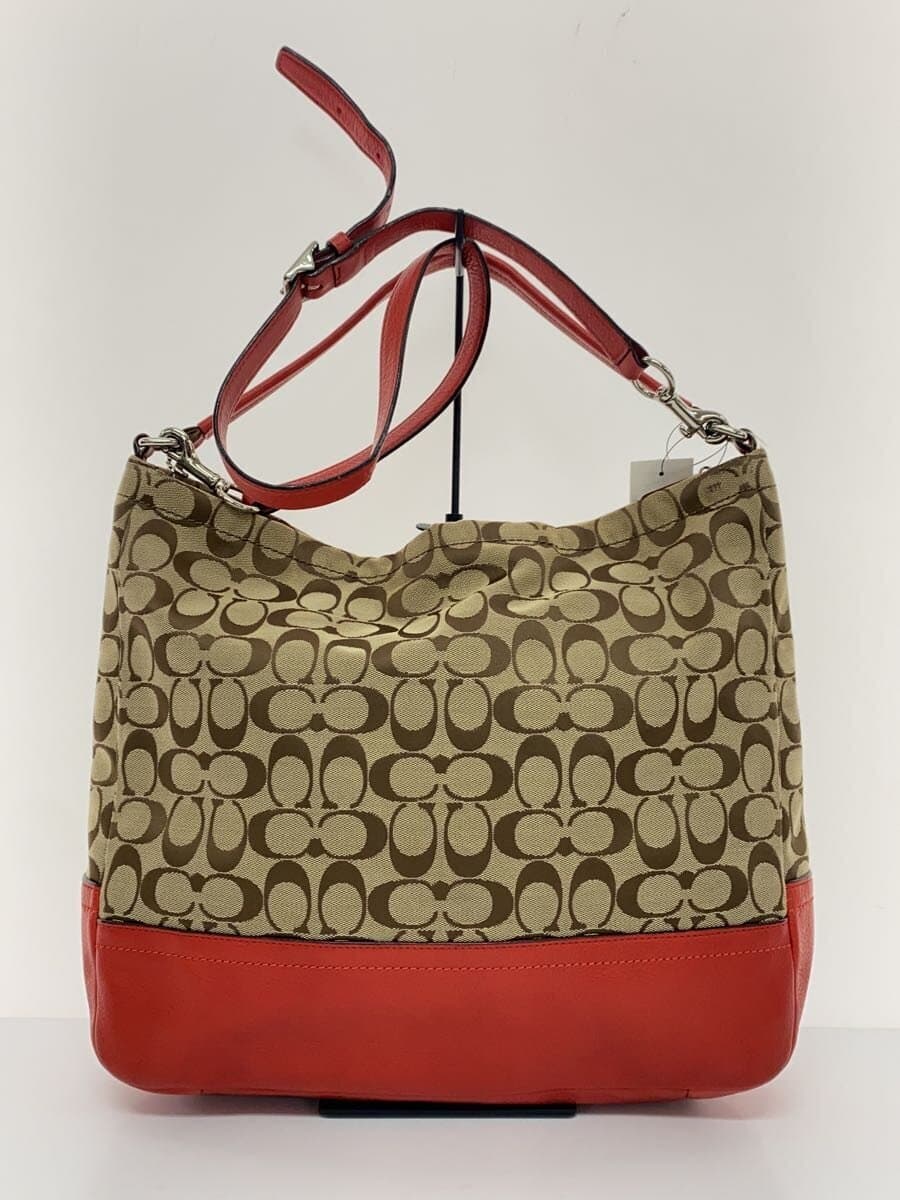 COACH Shoulder Bag Canvas Red Signature Pattern F23279 3
