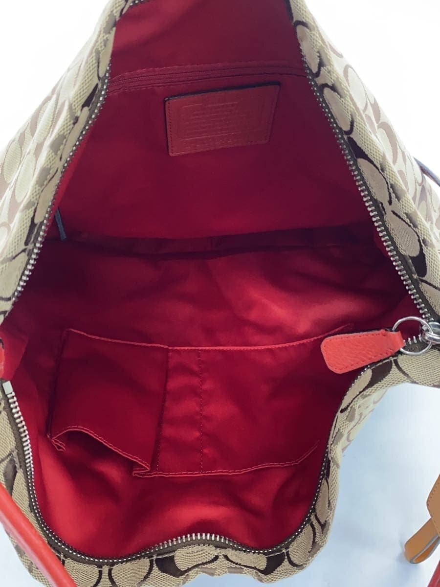 COACH Shoulder Bag Canvas Red Signature Pattern F23279 6