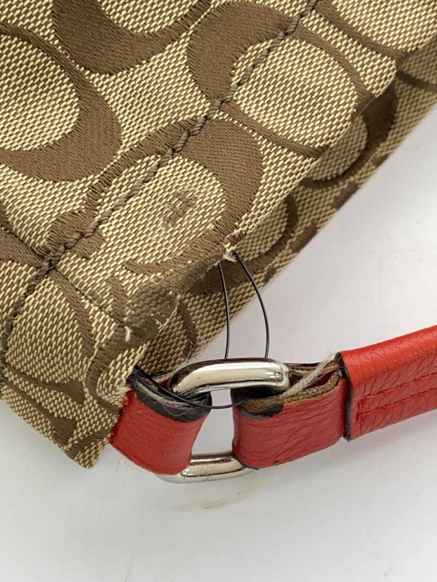 COACH Shoulder Bag Canvas Red Signature Pattern F23279 9